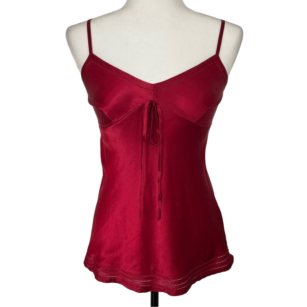 Banana Republic 100% Silk Y2K Red Camisole Top XSP Babydoll Slinky Going Out